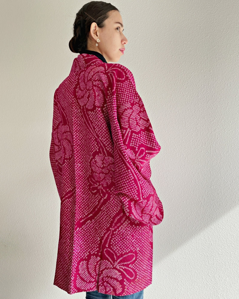 Swirly Petals Shibori Vintage Haori Kimono Jacket