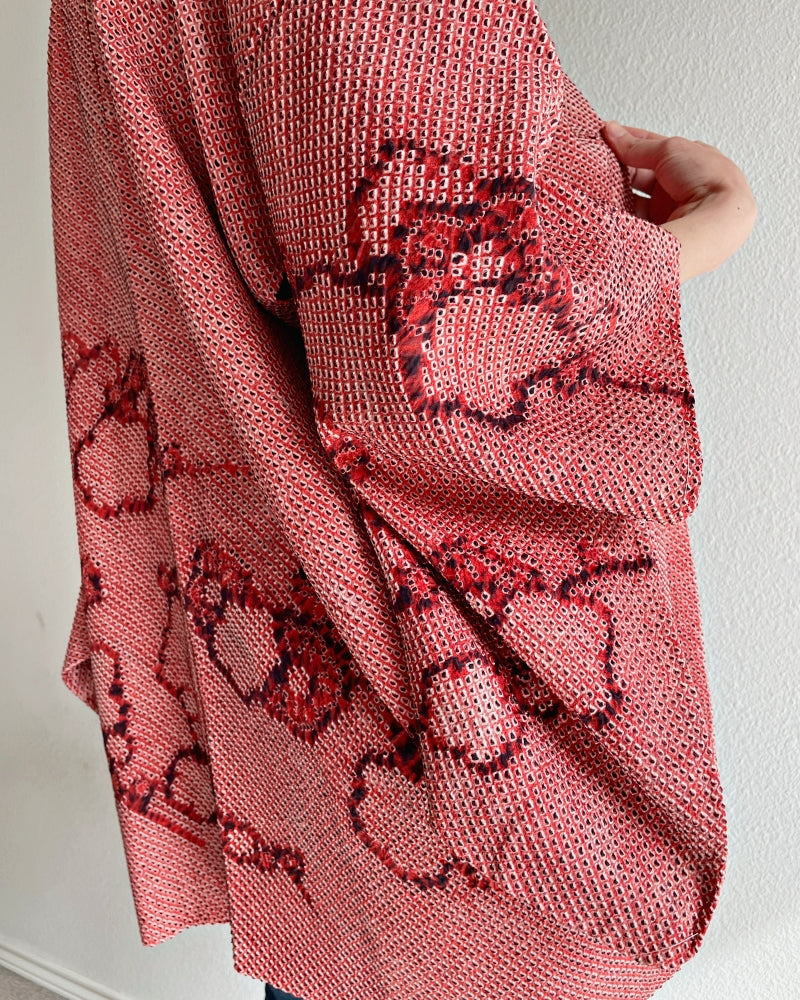 Plum Shadow Shibori Haori Kimono Jacket
