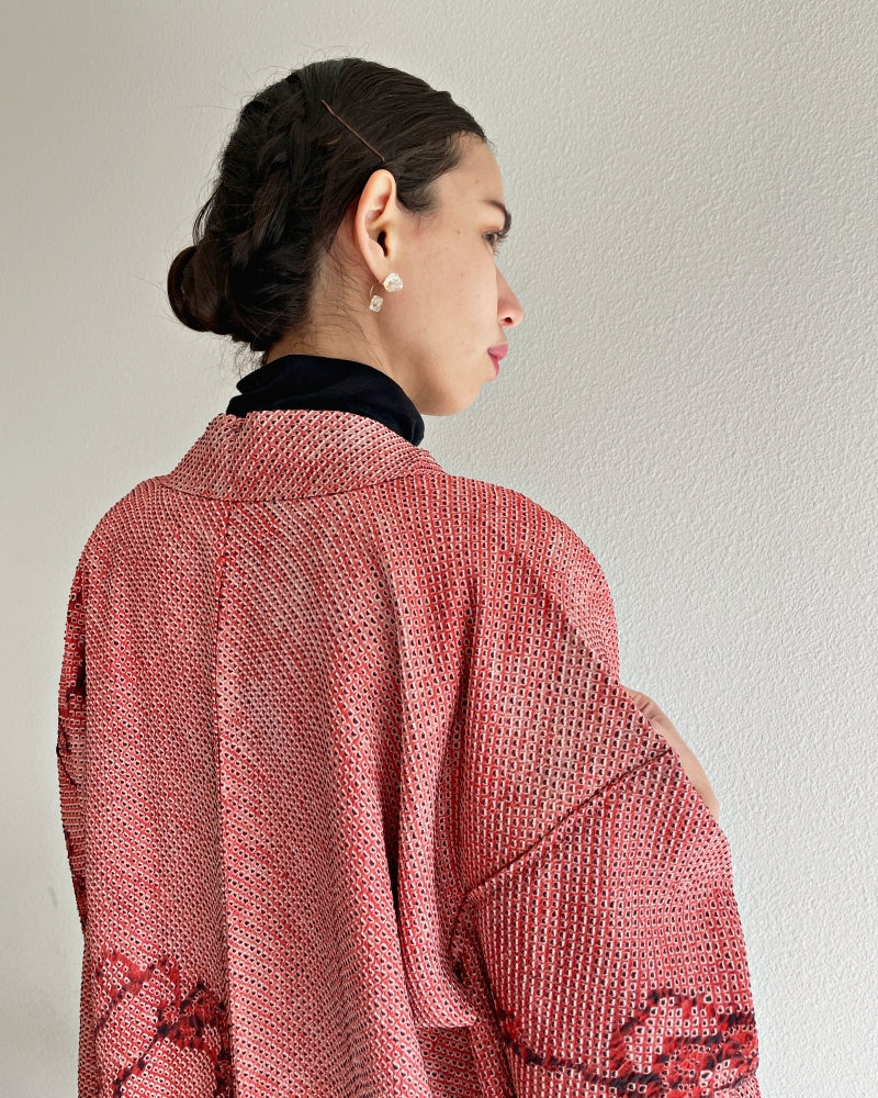 Plum Shadow Shibori Haori Kimono Jacket