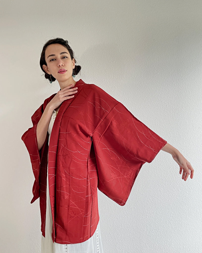 Walnut Red Haori Kimono Jacket