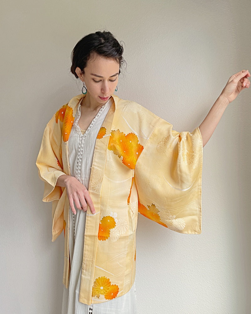 Yellow Chrysanthemum Haori Kimono Jacket