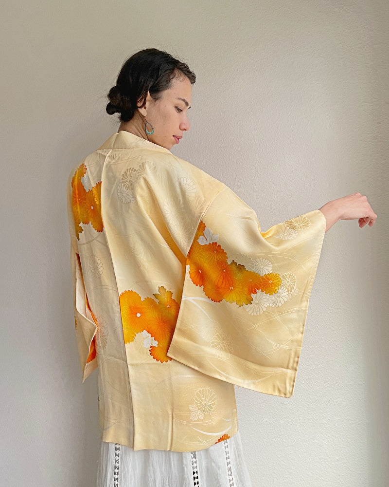 Yellow Chrysanthemum Haori Kimono Jacket
