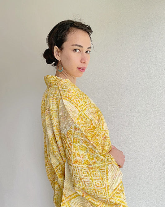 Traditional Pattern Mix Shibori Kimono Jacket Haori