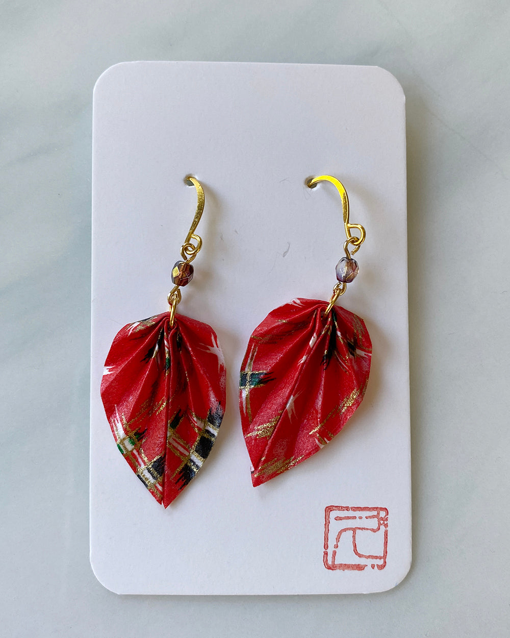 Red and Gold Flake Japanese Paper Earrings – No Man's Land