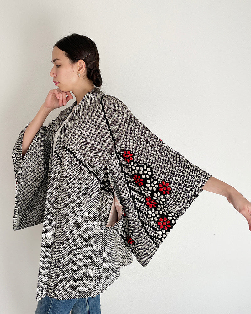 Modern Flower Shibori Haori Kimono Jacket