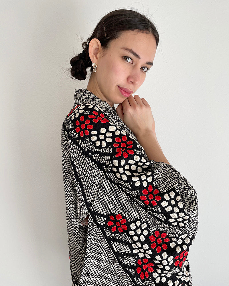 Modern Flower Shibori Haori Kimono Jacket