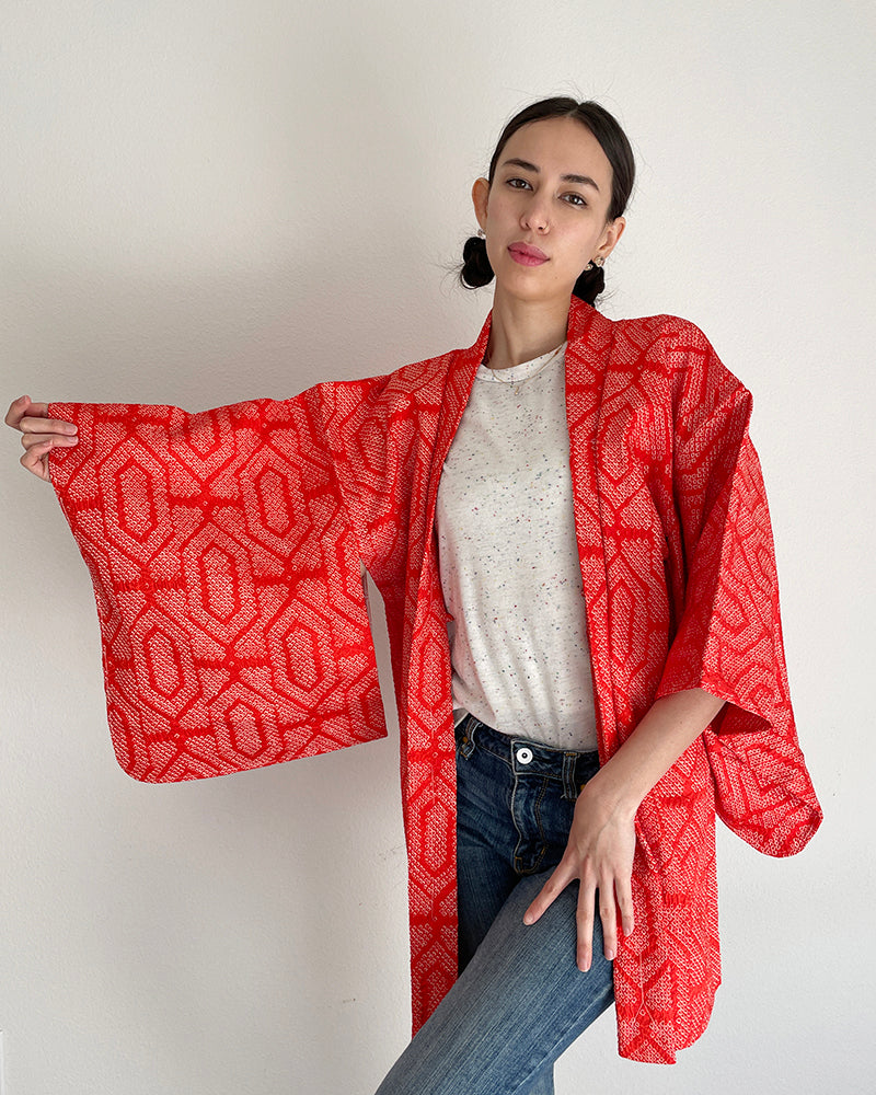 Traditional Textile Shibori Haori Kimono Jacket