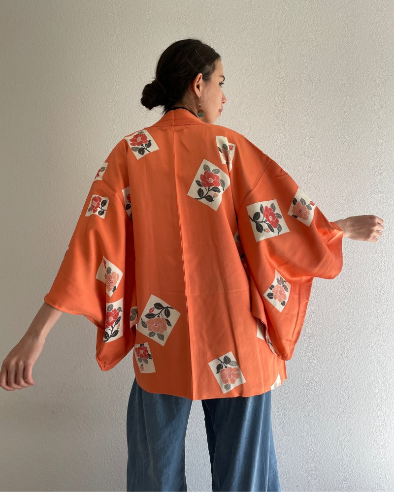 Camellias pattern Haori Kimono Jacket