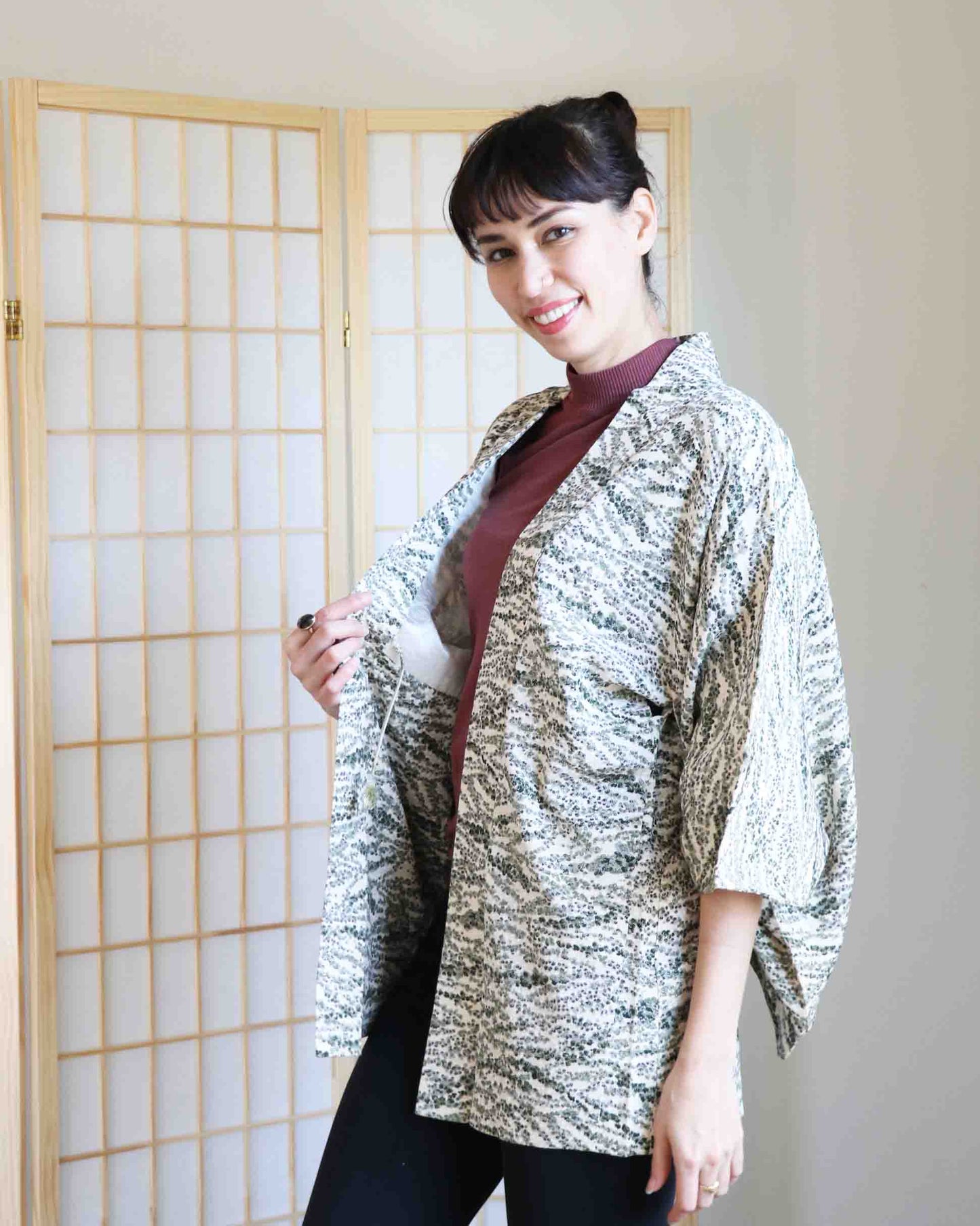 Mossy Paradise Shibori Haori Kimono Jacket