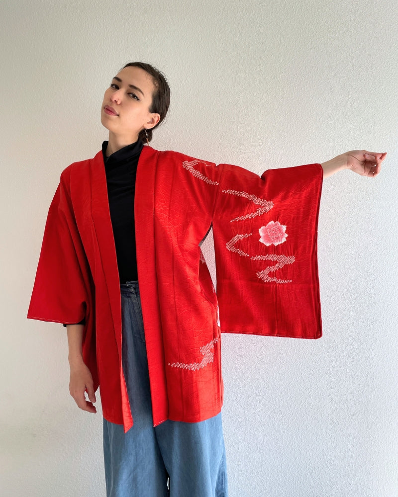 Floating Camellias Haori Kimono Jacket