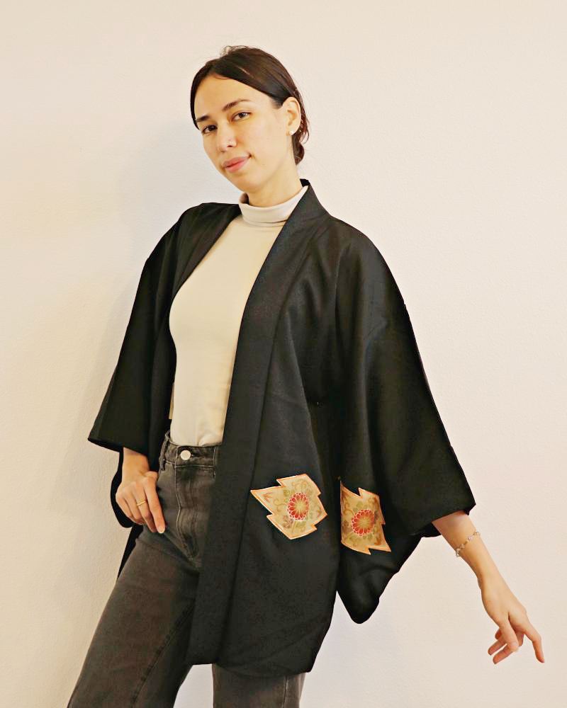 Golden Horizon Black Haori Kimono Jacket