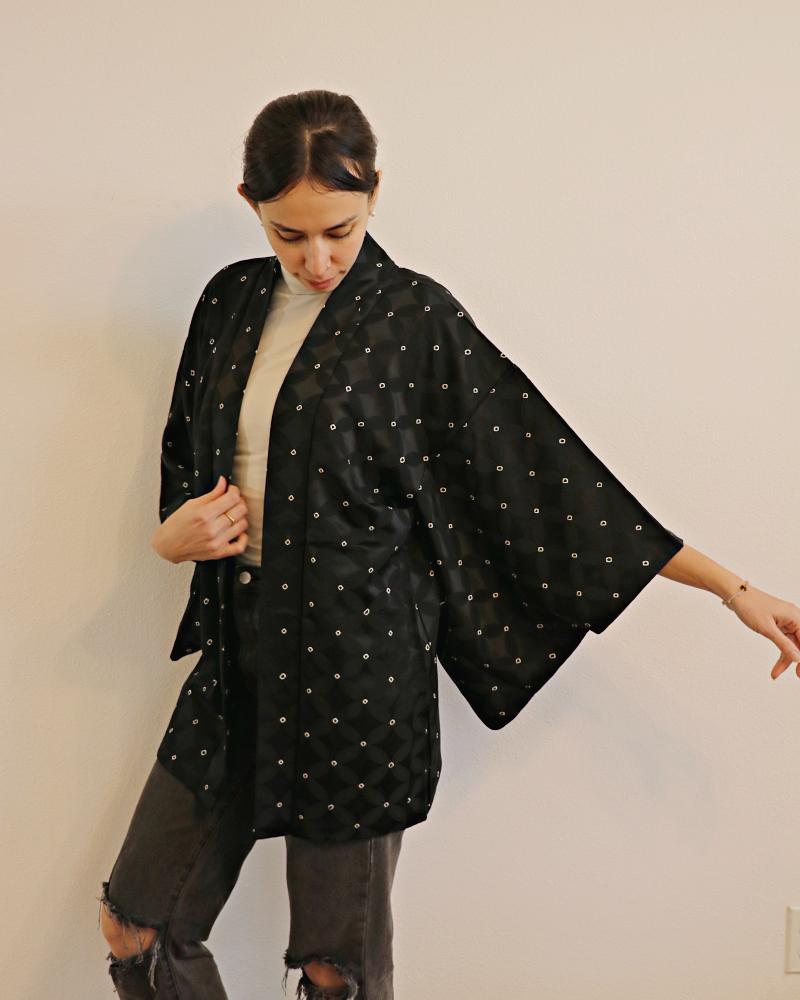 Cloisonné Dreamscape Black Haori Kimono Jacket