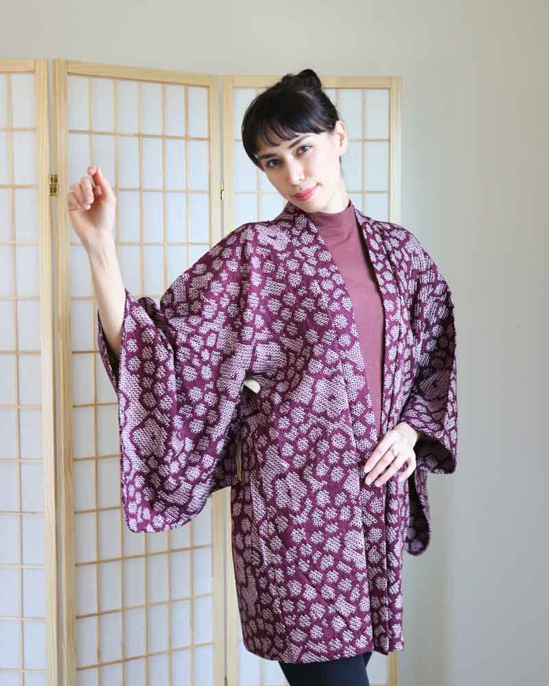 Azuki Shibori Haori Kimono Jacket