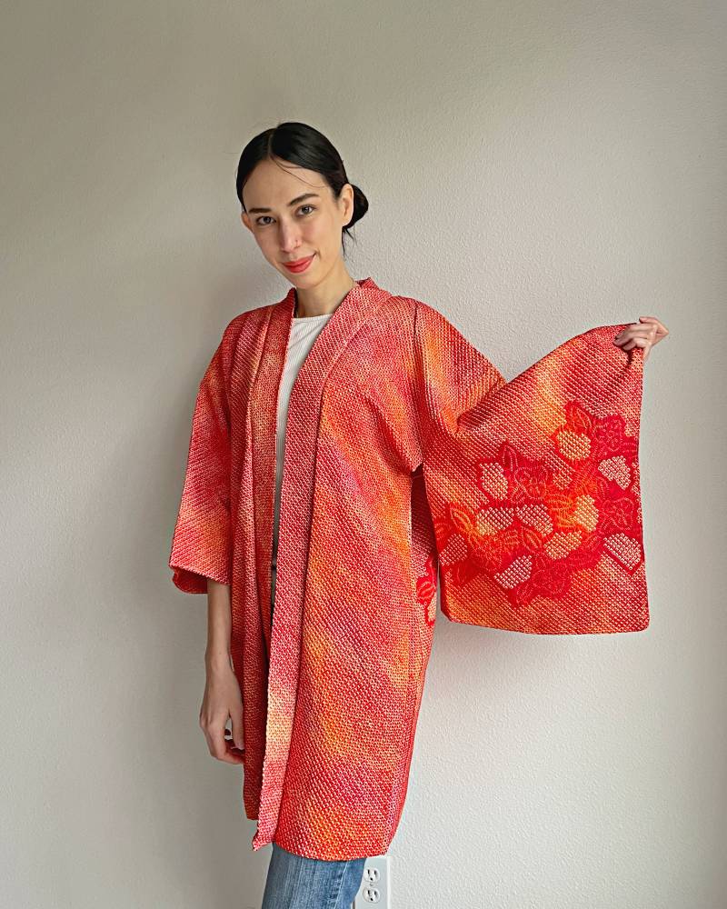 Mandarin Shibori Haori Kimono Jacket