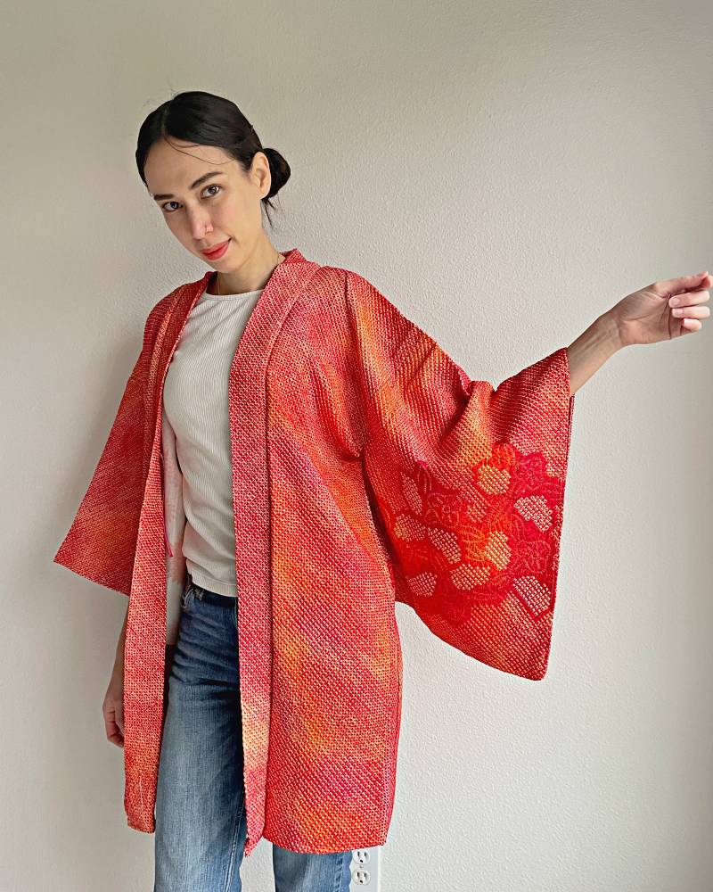 Mandarin Shibori Haori Kimono Jacket