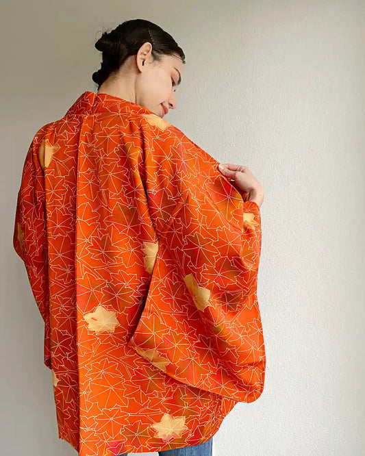 Haori Jacket Filled with Momiji pattern.
