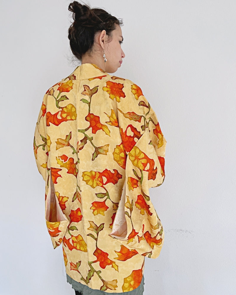 Orange Flower Haori Kimono Jacket