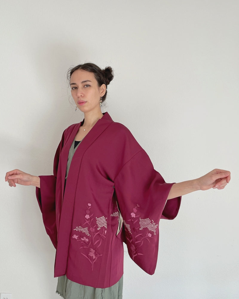 Iris Embroidered Haori Kimono Jacket