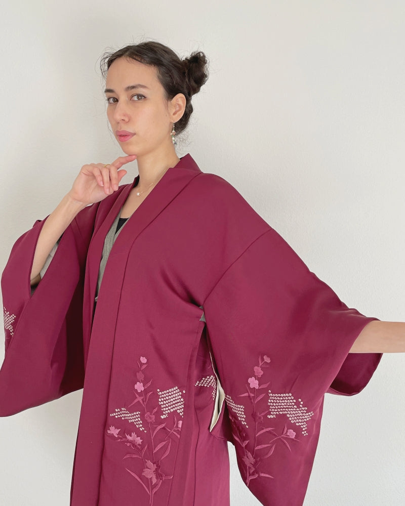 Iris Embroidered Haori Kimono Jacket