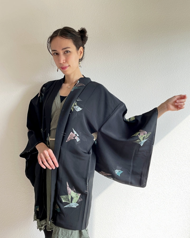Shine in Black Haori Kimono Jacket