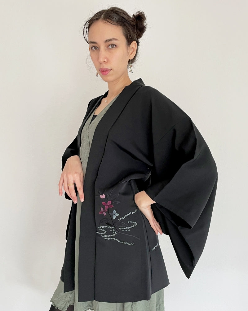 Flower Embroidery Haori Kimono Jacket