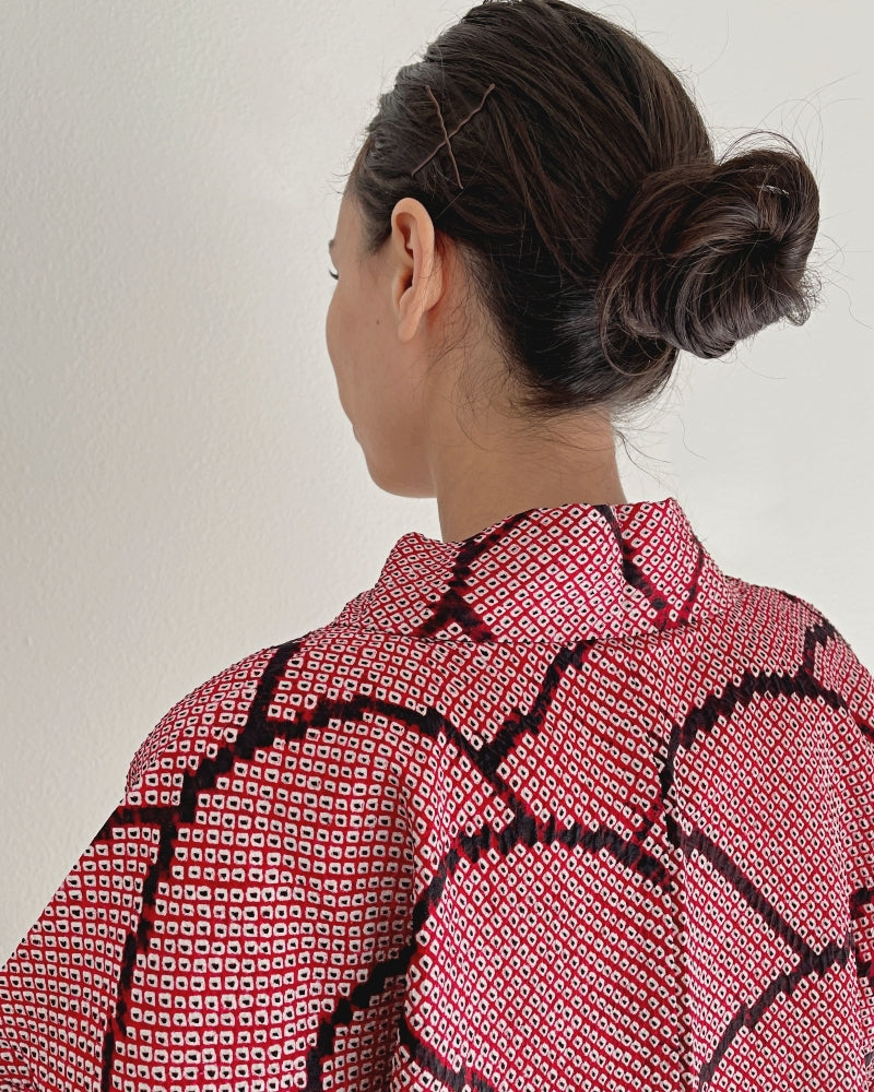 Wave Pattern in black Haori Kimono Jacket
