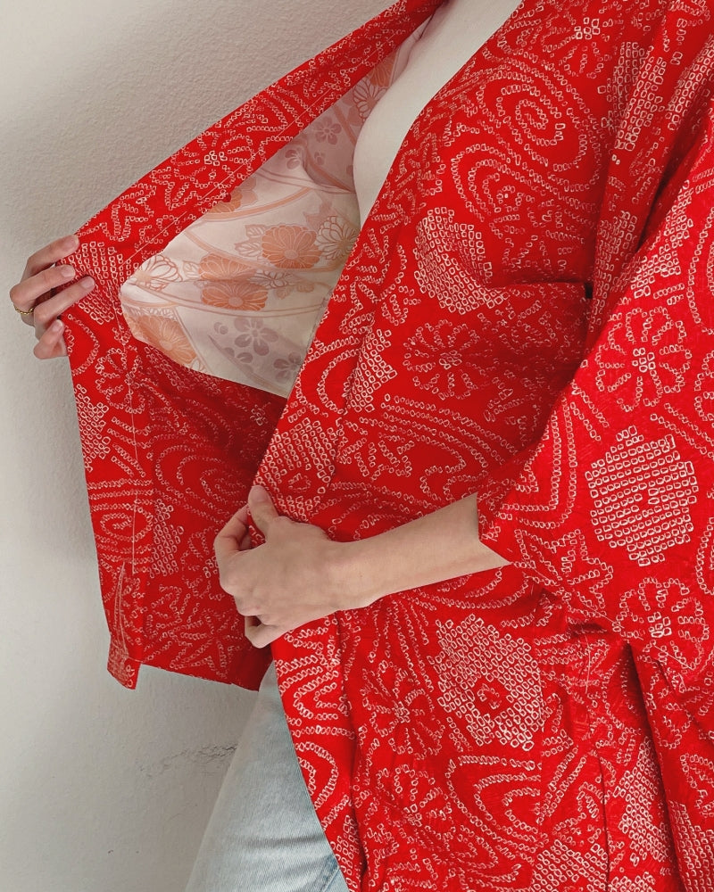 Chrysanthemum and maple flow Haori Kimono Jacket