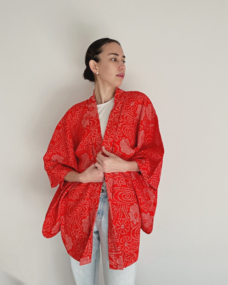 Chrysanthemum and maple flow Haori Kimono Jacket