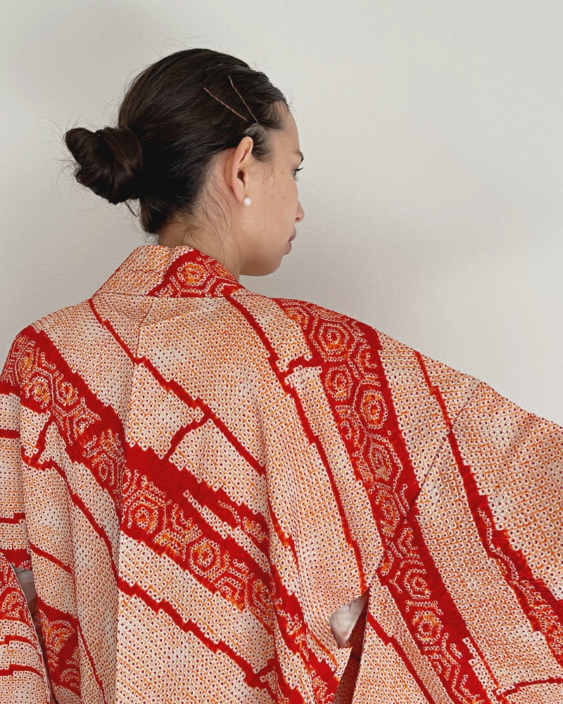 Tortoise and wave pattern in line Haori Kimono Jacket