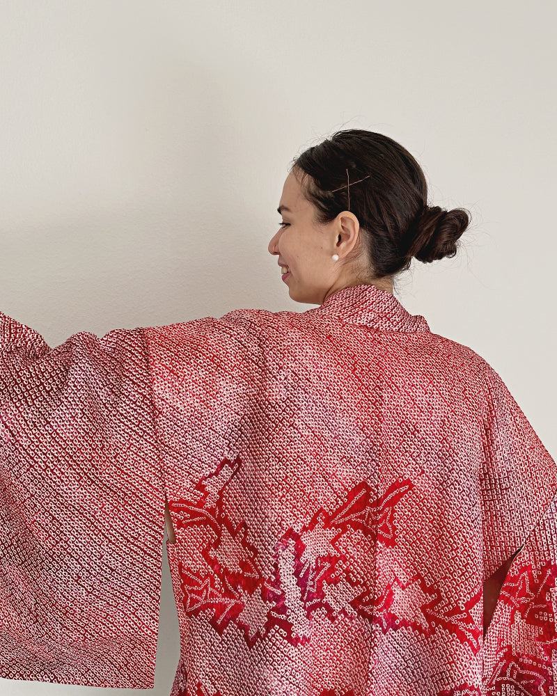 Plum tree and maple Haori Kimono Jacket
