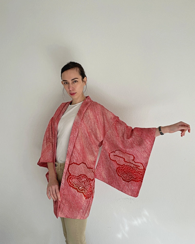 Patterns in the cloud Shibori Haori Kimono Jacket