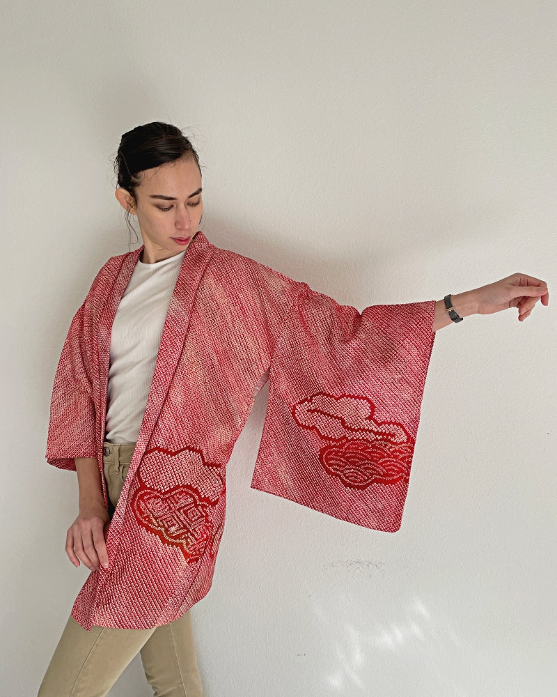 Patterns in the cloud Shibori Haori Kimono Jacket
