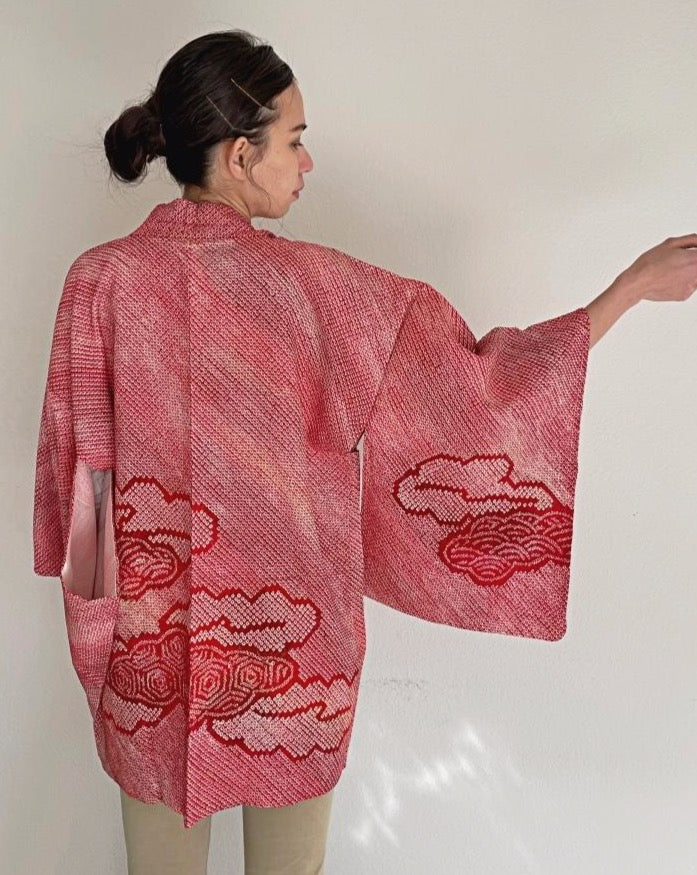 Patterns in the cloud Shibori Haori Kimono Jacket