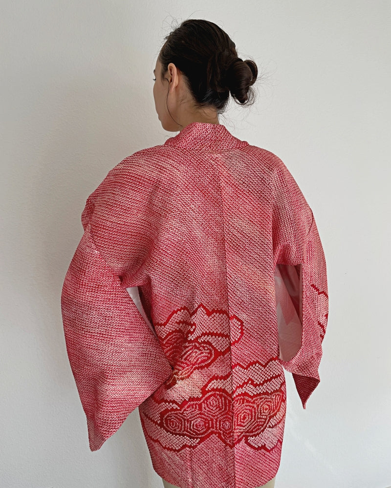 Patterns in the cloud Shibori Haori Kimono Jacket