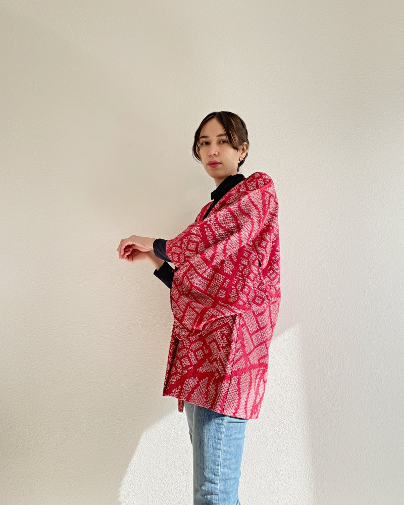 Tradition pattern blocks Shibori Haori Kimono Jacket