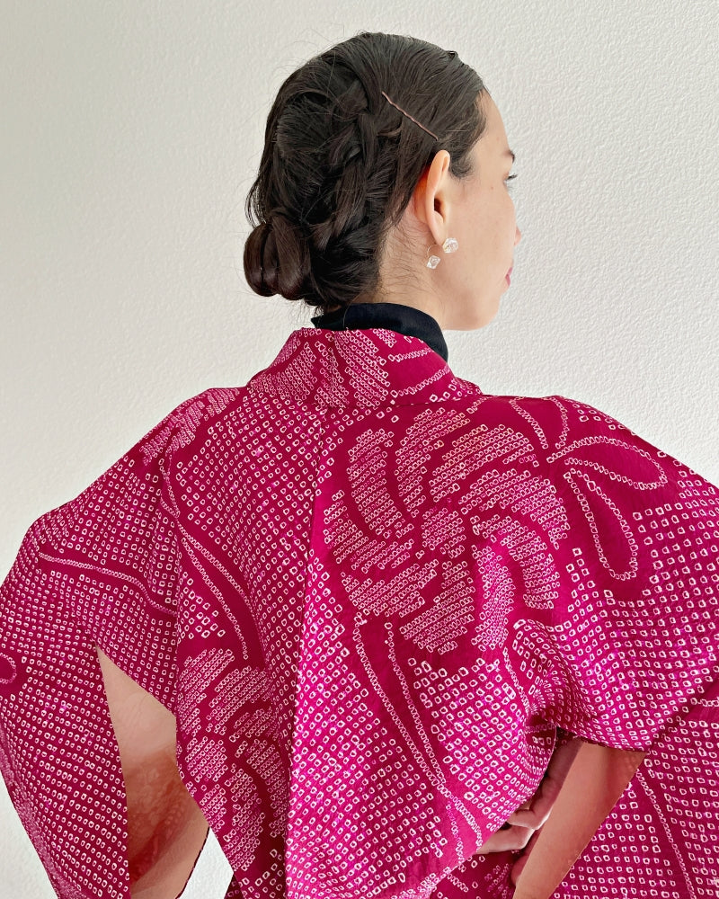 Swirly Petals Shibori Vintage Haori Kimono Jacket
