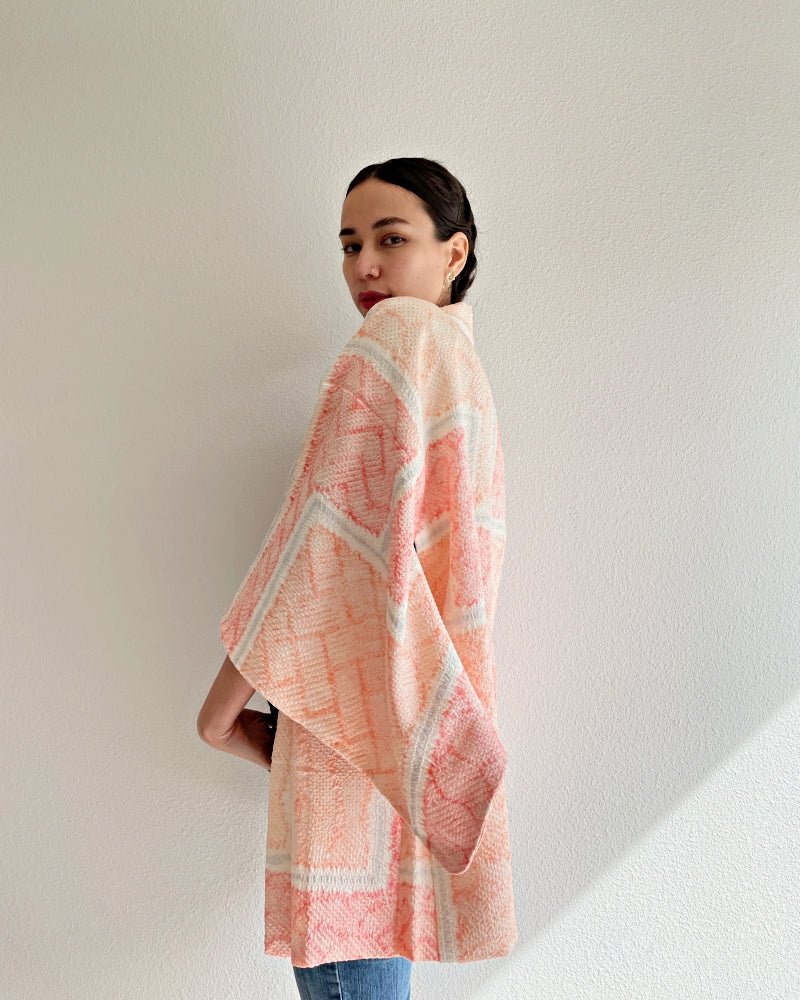 Modern Pastel Shibori Haori Kimono Jacket
