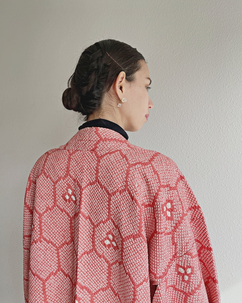 Long Length Tortoise Shibori Haori Kimono Jacket