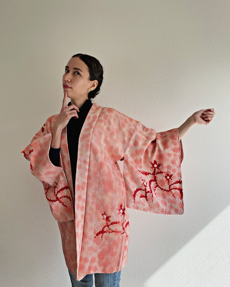 Happy Flower Shibori Haori Kimono Jacket