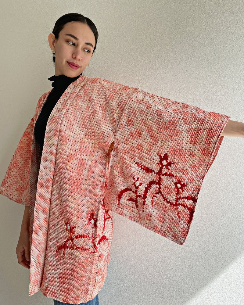 Happy Flower Shibori Haori Kimono Jacket