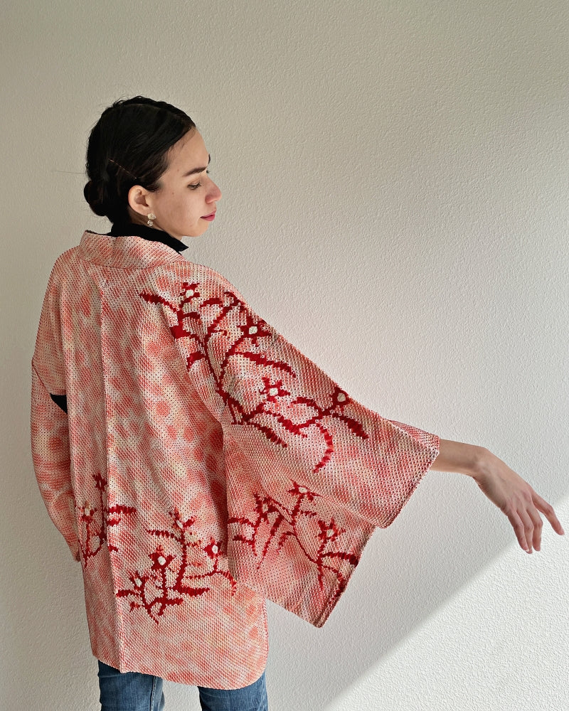 Happy Flower Shibori Haori Kimono Jacket
