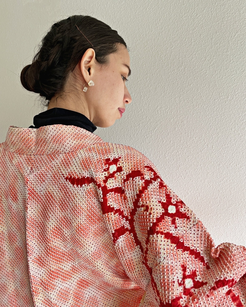 Happy Flower Shibori Haori Kimono Jacket