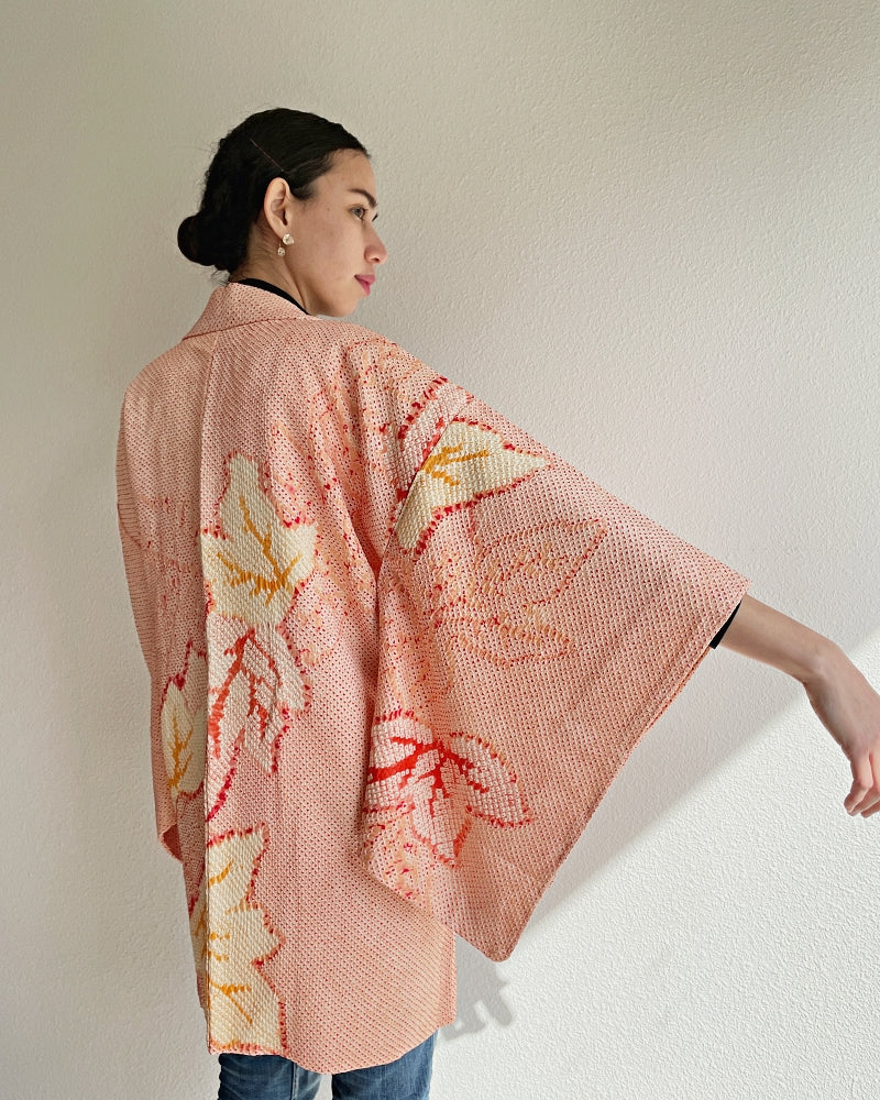 Sweet Maple Leaves Shibori Haori Kimono Jacket