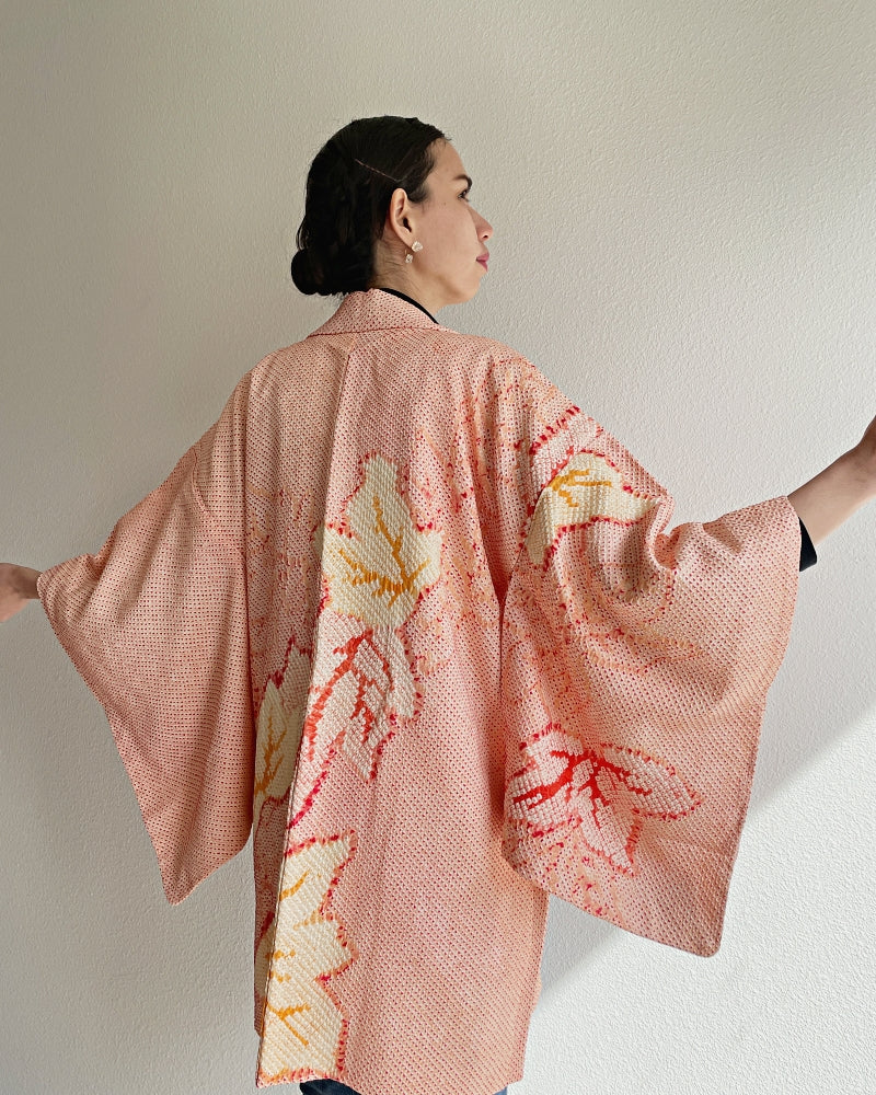 Sweet Maple Leaves Shibori Haori Kimono Jacket