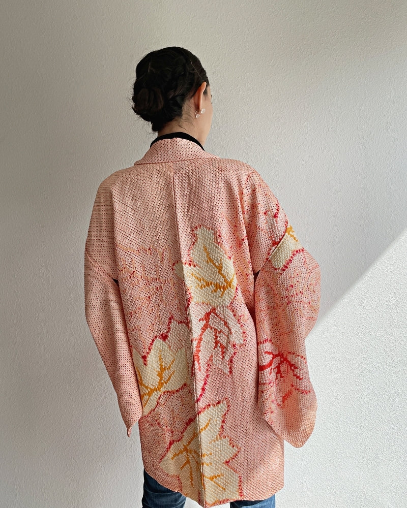 Sweet Maple Leaves Shibori Haori Kimono Jacket
