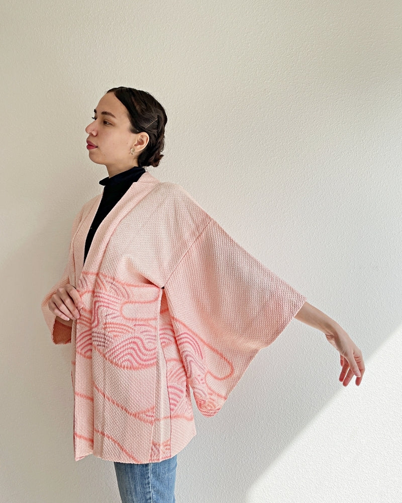 Glowing Wave Pattern Shibori Haori Kimono Jacket