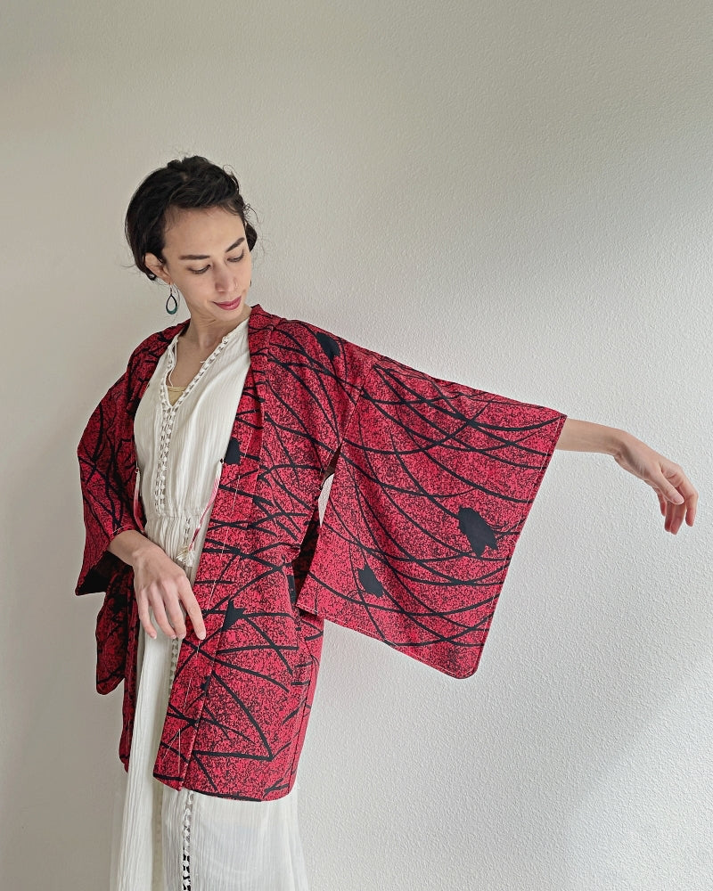 Red and Black  Haori Kimono Jacket