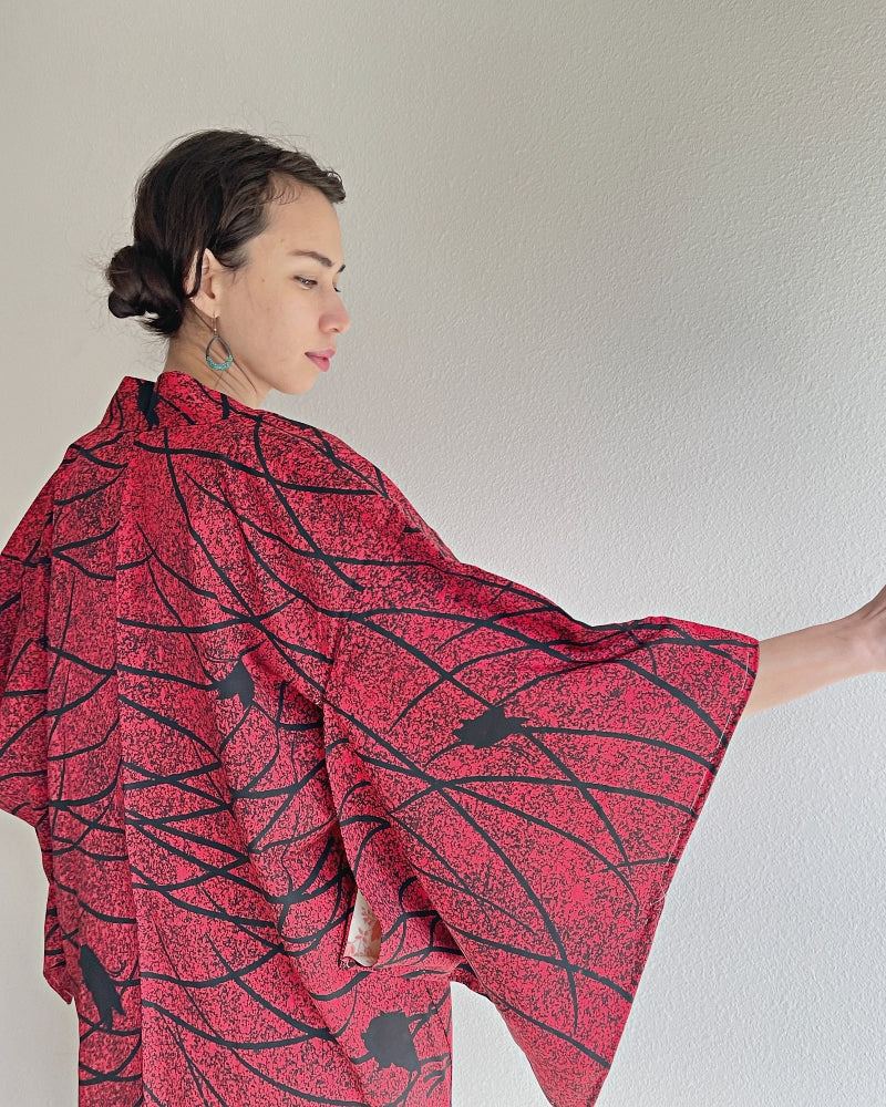 Red and Black  Haori Kimono Jacket