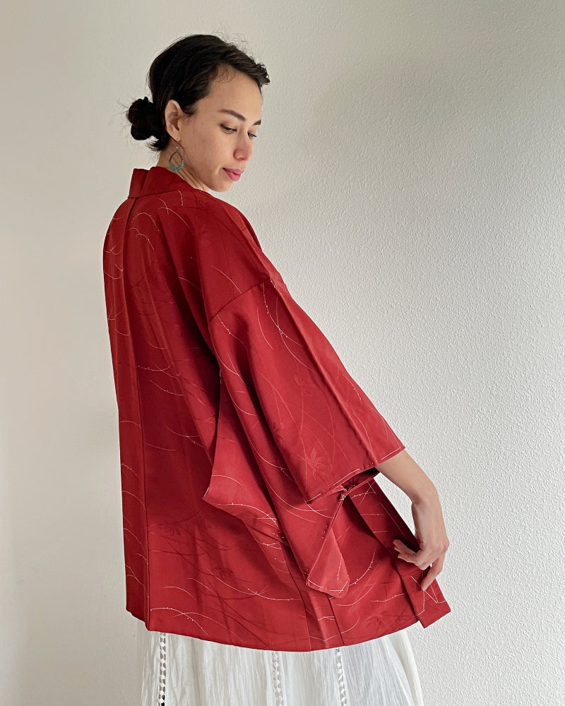Walnut Red Haori Kimono Jacket