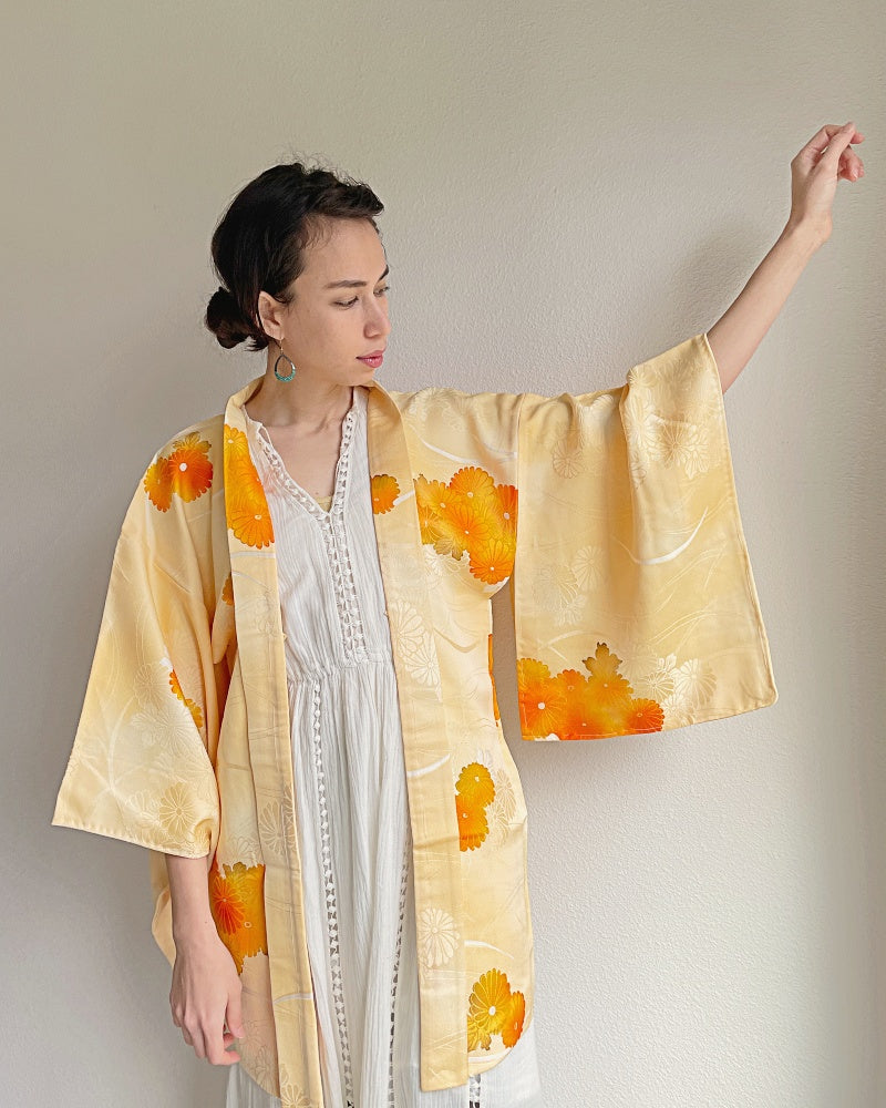 Yellow Chrysanthemum Haori Kimono Jacket